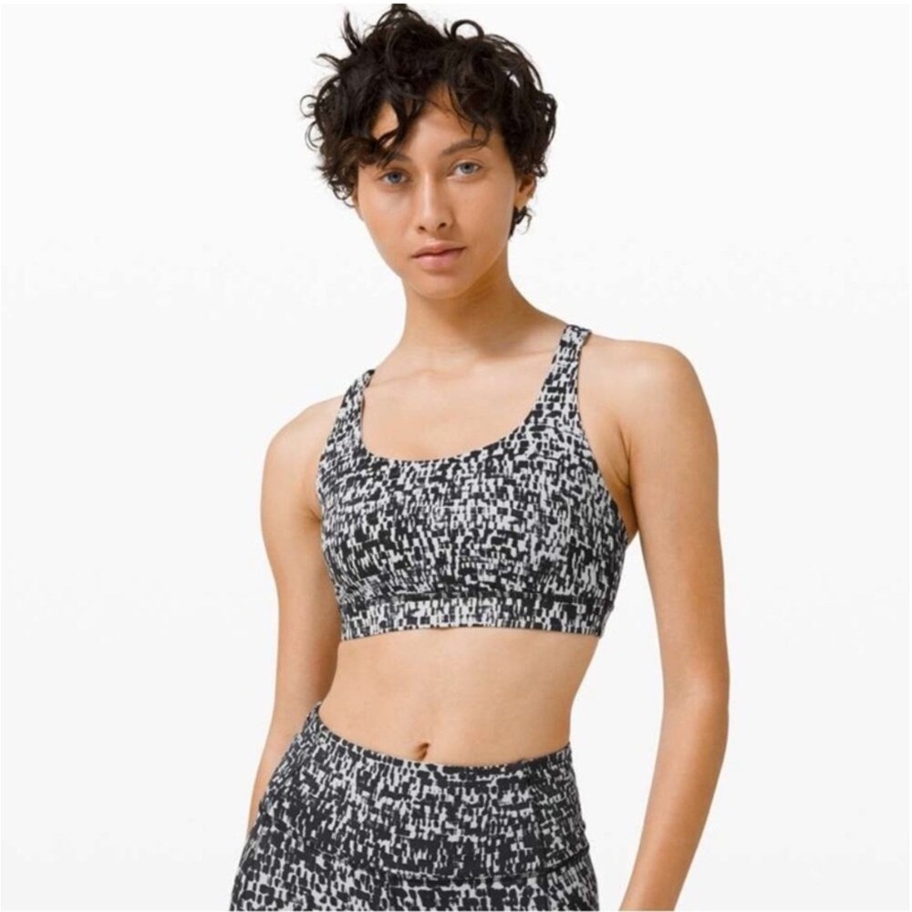 Lululemon Athletica Energy‎ Sports Bra Urban Block Black White Size 4